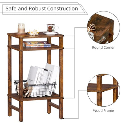 Industrial End Tables for Living Room, Brown