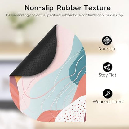 Contoured Oval Mouse Pad 6x8in Non-Slip for Laptop,Boho Lines
