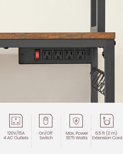 Bakers Rack with Power Outlet, 23.6 Inches Microwave Stand