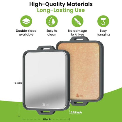 Titanium Cutting Board for Kitchen, Double Sided Pure Titanium & Wood Fiber