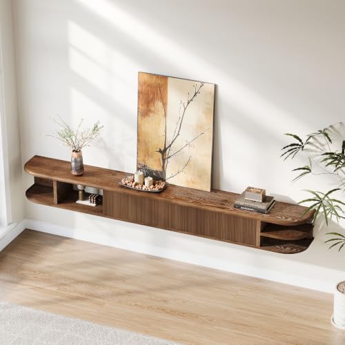 71" Floating TV Stand Up to 90'' TVs, Solid Wood Media Console