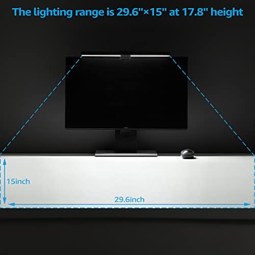 TORCHSTAR LED Computer Monitor Lamp, Auto-Dimming, CRI 97 Eye-Caring Adjustment LED Screen Light Bar, E-Reading USB Powered Monitor Light for Gaming Desk Office, Touch Control, Black