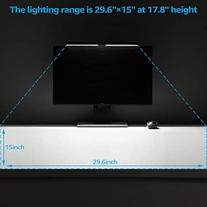 TORCHSTAR LED Computer Monitor Lamp, Auto-Dimming, CRI 97 Eye-Caring Adjustment LED Screen Light Bar, E-Reading USB Powered Monitor Light for Gaming Desk Office, Touch Control, Black