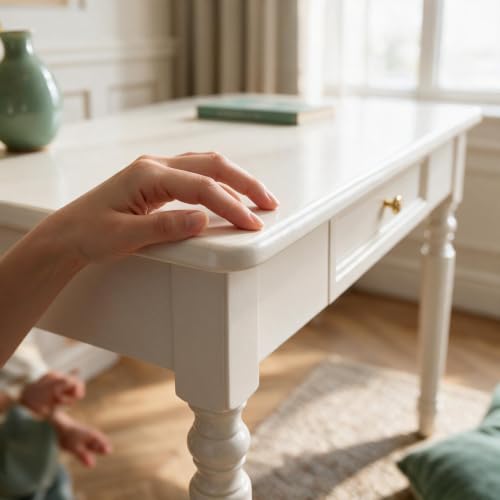 Walnut Solid Wood Writing Desk with Drawer, 39" Small Vintage Vanity Desk