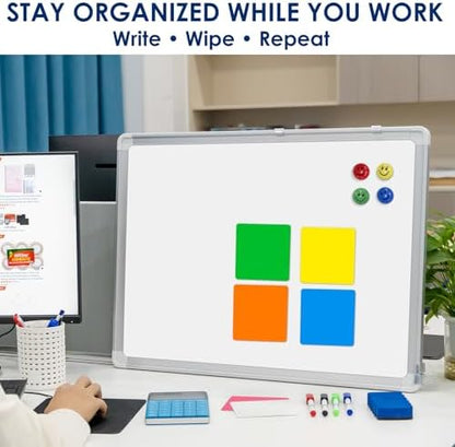 Whiteboard Set, 24x18 in White Board Dry Erase for Wall with Magnetic Notes