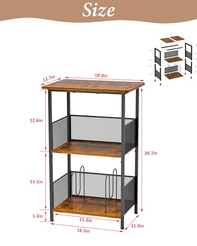 Honkazita 3 Tier Vinyl Record Storage Table Wooden Turntable Stand