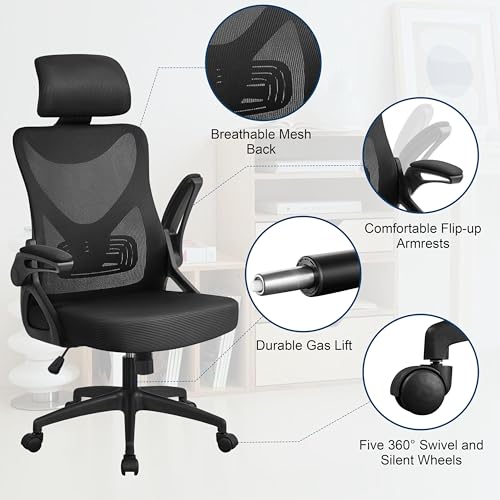 Ergonomic Office Chair with Headrest, Lumbar Support, Black