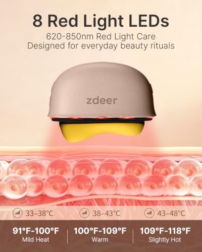 ZDEER GS5 Electric Heated Gua Sha Kit, Red Light Face Massager Tool, Pink