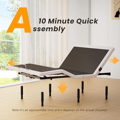 Adjustable Bed Frame King Size with Wireless Remote, Head Foot Incline, USB, Underbed Light - Heavy Duty Platform, Zero Gravity Bedframe