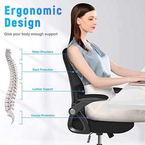 Home Office Desk Chair Mid Back with Adjustable Height Dark Black