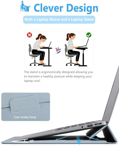 HYZUO 13.3-14 Inch Laptop Case Sleeve with Stand Feature, Pale Blue