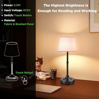 LUTEC Cordless Table Lamp, Battery Operated Lamp with 3 Color Temps and Stepless Dimming, 5200mAh Portable Rechargeable Table Lamp for Restaurant/Bedroom/Bars/Outdoor (Black)