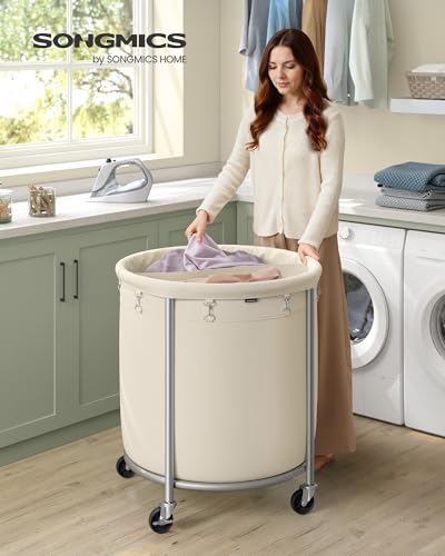 Laundry Basket with Wheels, 63.5 Gal., Steel Frame, Removable Bag
