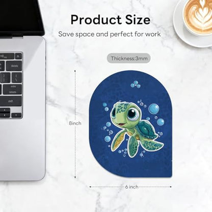 Contoured Oval Mouse Pad 6x8in Non-Slip for Laptop,Turtle