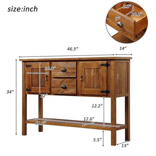Solid Wood Sideboard Buffet Cabinet with Storage Drawers and Shelf