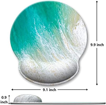 Ergonomic Mouse Pad with Wrist Support, Beach Style Memory Foam Wrist Rest Mouse Pads, Cute Computer Laptop Office Accessories Decor, Pain Relief Mousepad for Gaming Work Men Women, Green