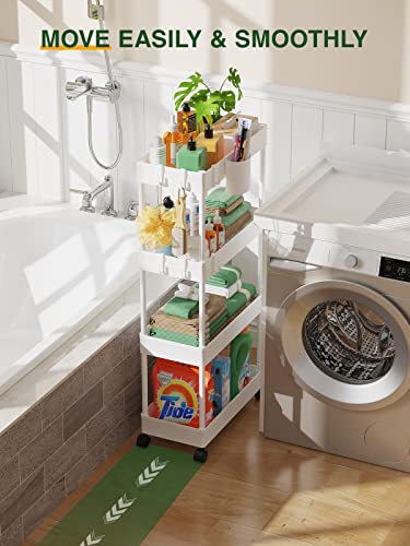 Slim Rolling Storage Cart - 4 Tiers Bathroom Organizer Utility Cart