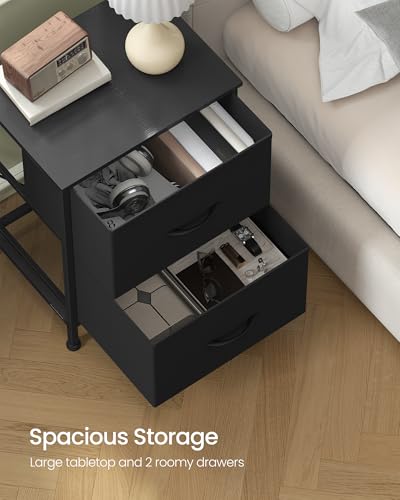 Nightstand with 2 Fabric Drawers, Bedside Table, Side End Table