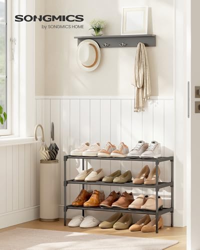 Shoe Rack, 3-Tier Stackable Metal Shoe Organizer, 24.5" Wide