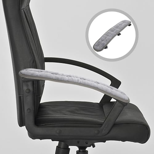 Veemoon 1pair Office Chair Arm Rest Cushion, Comfortable Gaming Chair Armrests Pads Elastic Band Soft Velvet Removable Washable Gaming Stool Elbow Cushion for Home Office, Grey (17.7×3.9 Inch)