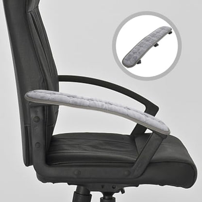 Veemoon 1pair Office Chair Arm Rest Cushion, Comfortable Gaming Chair Armrests Pads Elastic Band Soft Velvet Removable Washable Gaming Stool Elbow Cushion for Home Office, Grey (17.7×3.9 Inch)