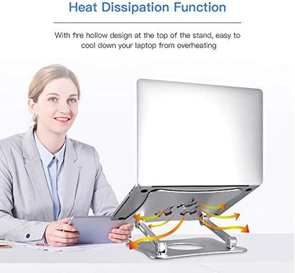 Ergonomic Adjustable Laptop Riser, Computer Stand Laptop Holder Compatible with 10-15.6" Laptops and Tablets (Aluminum, Silver)