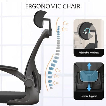 Office Chair Desk Chair with Adjustable Lumbar Support & Headrest