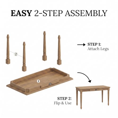 60" Rustic Farmhouse Writing Desk with Storage Drawer, Seadrift