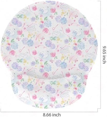 RICHEN Ergonomic Mouse Pad with Wrist Support,Non-Slip Rubber Base for Computer Laptop & Mac,Lightweight Rest for Home,Office & Travel (Hydrangea Swan)
