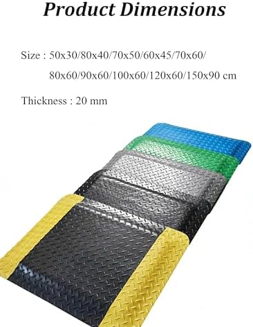 Anti Fatigue Mat Anti Static Rubber Work Mat Anti Slip Comfort Standing Mat Industrial Kitchen Floor Mat 20mm Thick(B,100x60 cm)