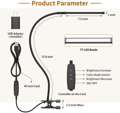 iZELL Book Light, LED Reading Light Clip On [3 Color Modes & 10 Brightness Levels] Flexible Gooseneck Book Lamp for Kids Reading in Bed at Night, Clip to Bedside Table, Headboard or Dorm
