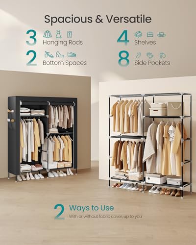 Portable Closet, Fabric Wardrobe, Clothes Rack with Shelves