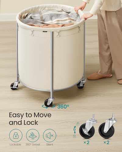 Laundry Basket with Wheels, 63.5 Gal., Steel Frame, Removable Bag