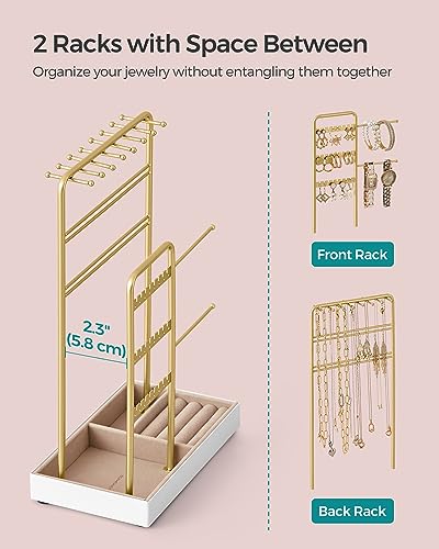 Jewelry Holder, Display Stand, Metal Frame, Velvet Tray