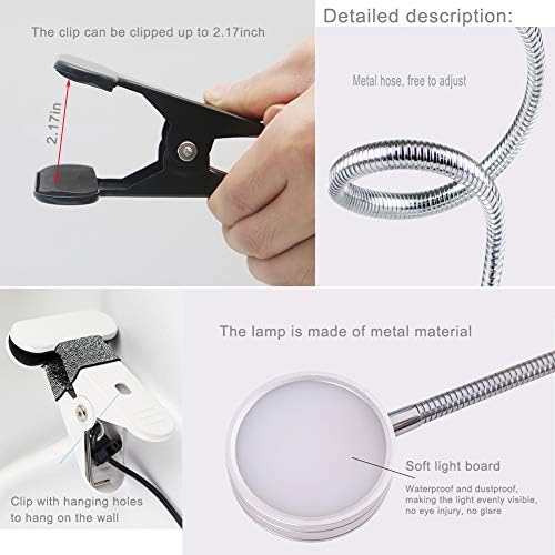Office Table Lamp Adjustable Eye Protection Reading Table Light, Led Clip Desk Light, USB Connection, Reading Light and Eye Protection Table Lamp for Bedside, Office, Bedroom (Black)