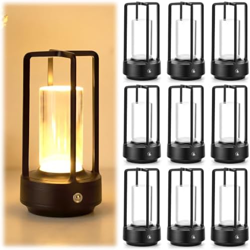 10 Pcs Portable Metal Table Lamps Bulk Cordless Table Lights Rechargeable