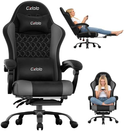 Czlolo Fabric Big and Tall Gaming Chair with Extended Footrest