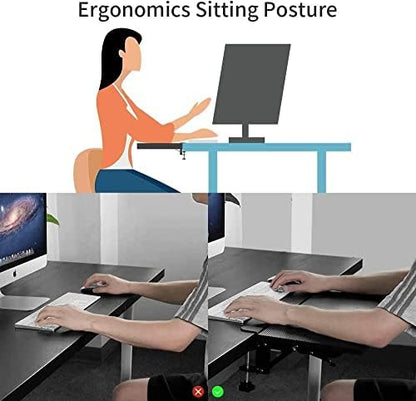 Desk Extender 25.2" x 9.45" Ergonomic Computer Table Extension Arm Support Collapsible Keyboard Tray for Square Tabletop - Carbon Fiber
