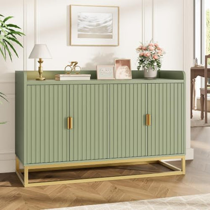 47" Fluted Sideboard with Storage Cabinet, Adjustable Shelf, Green