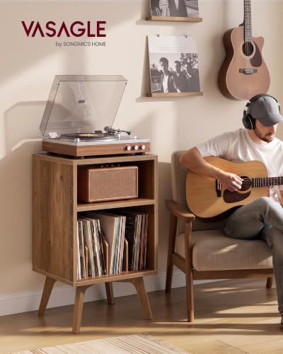 End Table, Mid-Century Record Player Stand, Holds 160 Albums