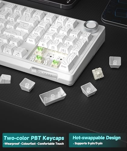 SOLAKAKA KI99 Pro 96% Wireless Mechanical Keyboard, RGB Gaming Keyboard, Hot-Swappable Pre-Lubed Switches, Gasket Structure Creamy Keyboards (Contour-Style White, Non-Silent Version)