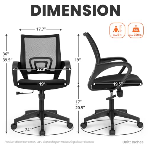 Office Computer Chair Ergonomic Mid-Back Mesh Desk Chair, Black