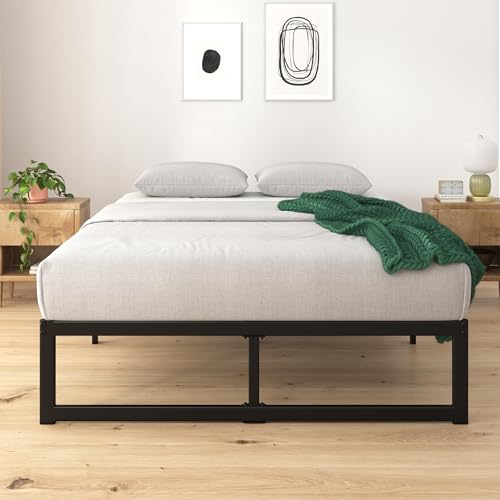 ABEL 14 Inch Platform Bed Frame, Steel Slat Support, Easy Assembly, No Box Spring Needed, Eco Friendly WonderBox(TM) Packaging, Black, Full