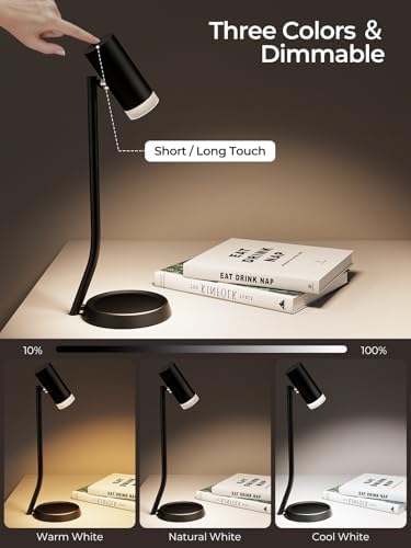 PESUTEN Cordless Table Lamps, Battery Operated Portable Table Light with Magnetic Adjustable Angle Head, 5000mAh Rechargeable Lamp with CCT Dimming for Patio Party Restaurant Dining Home 1 Pack