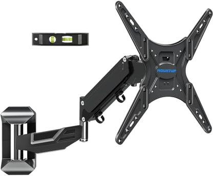 MOUNTUP Height Adjustable TV Wall Mount for 26-55 Inch TVs, Spring Arm Full Motion Articulating TV Bracket Mount with Smooth Swivel Tilt & Safe Corner Installation, 400x400mm VESA, 11-66 lbs