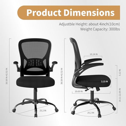 Adjustable Mesh Ergonomic Office Chair with Wheels, Black