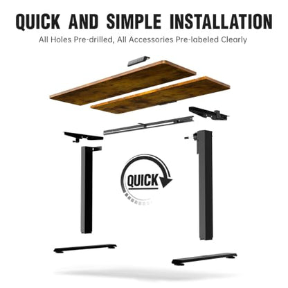 47.2 Inch Large Electric Standing Desk, Gaming Table, Brown