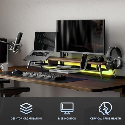 Fenge 42.5-Inch Monitor Stand Riser with Laptop, Phone & Headphone Holders