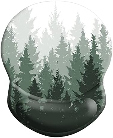 Ergonomic Mouse Pad with Support - Comfortable Wrist Rest, Non-Slip PU Base for Home Office, Studying, Gaming (Foggy Forest)