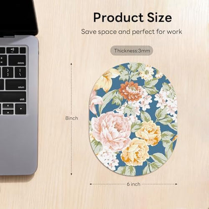 Oval Mouse Pad 6x8in Non-Slip for Laptop,Floral
